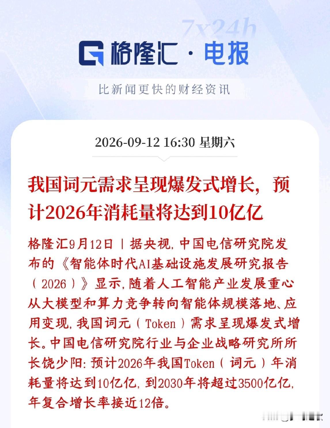 算力周末来利好消息了，未来几年将会爆发性增长中国电信研究院报告：AI行业竞争重