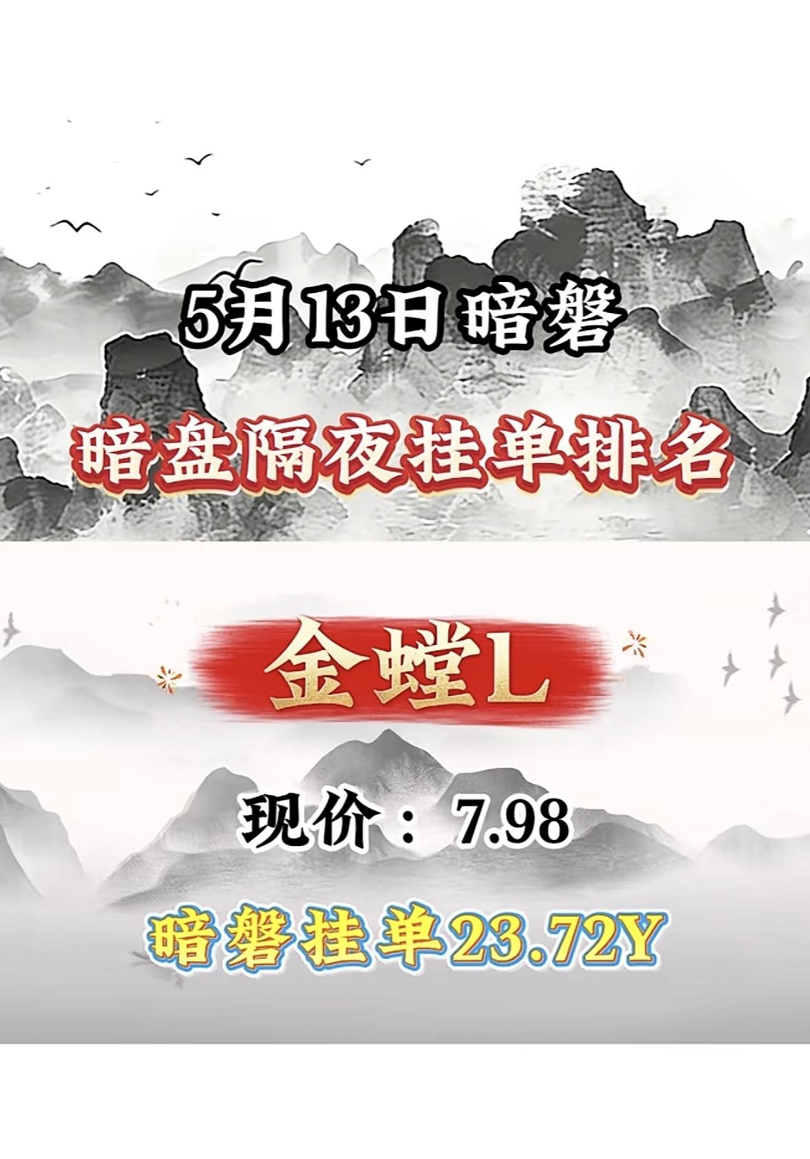 5月13日周三暗盘隔夜挂单排行榜揭晓最近股市暗盘隔夜挂单情况真的很有看头。4