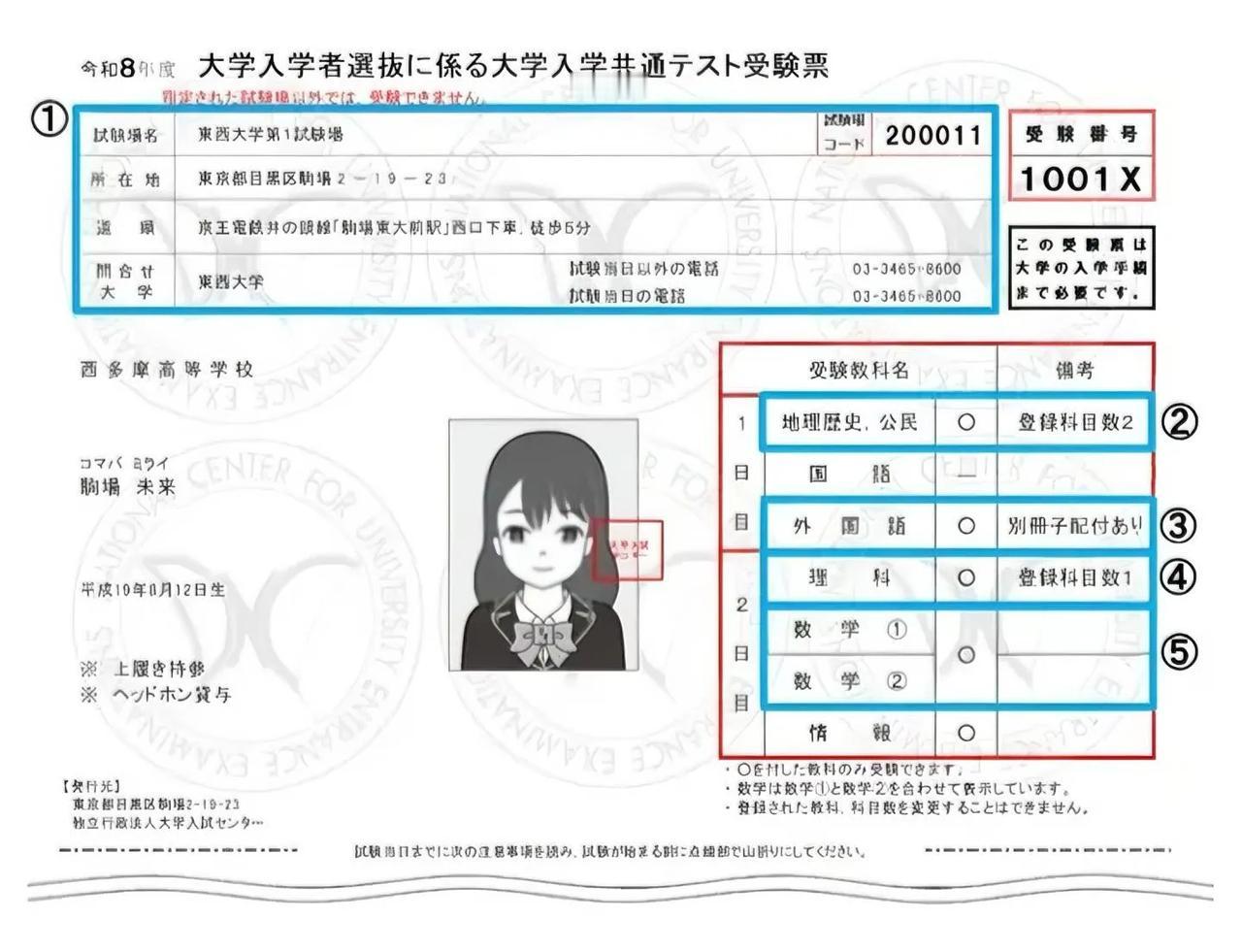 日本大学入学考试准考证有点似曾相识，跟中国高考准考证类似。约有50万人参加的