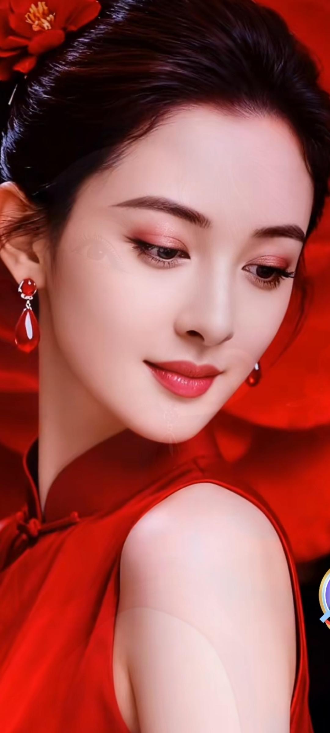 优雅红衣美人，惊艳了时光