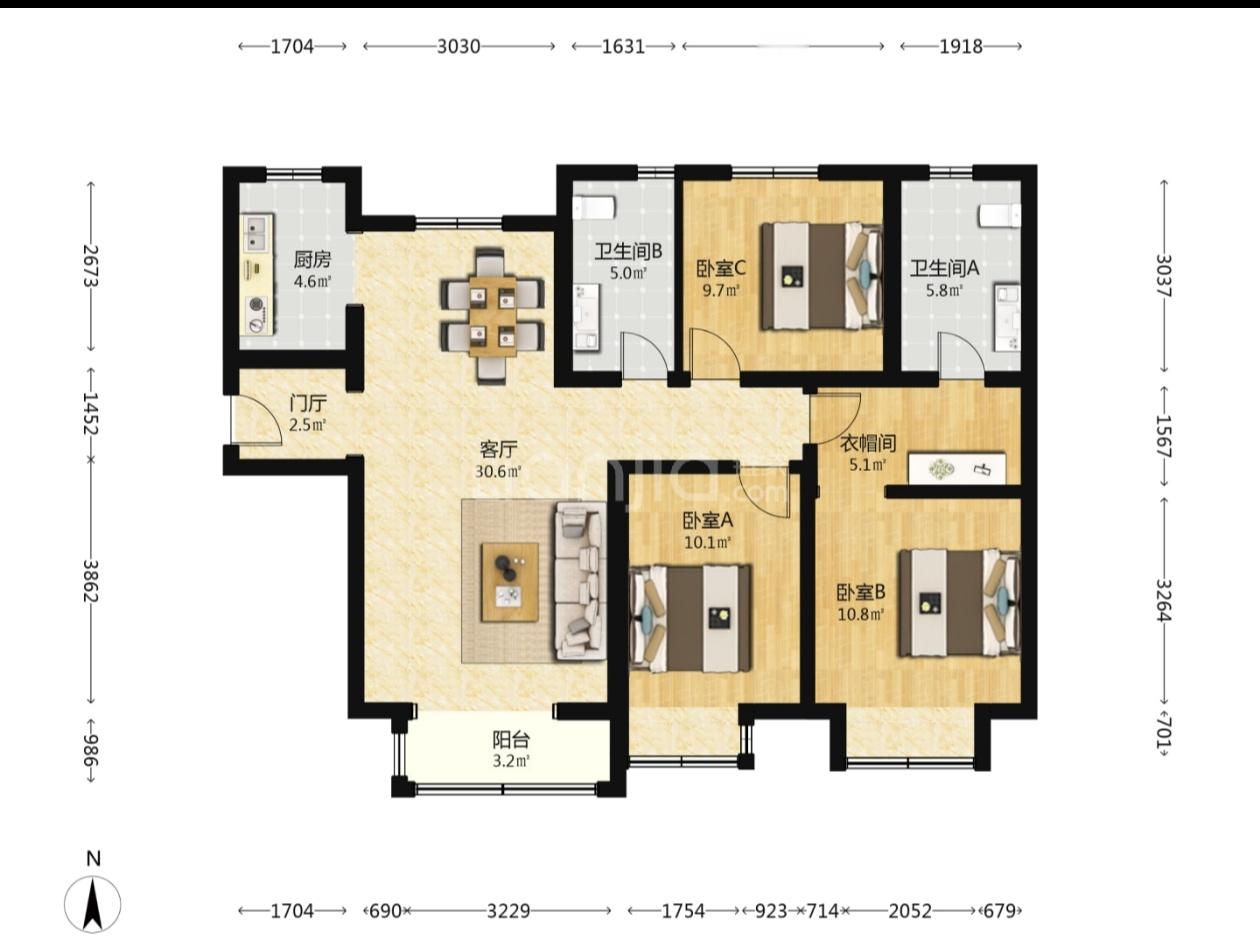 我看有读者说好户型必然把边，这个真不一定，还是看开发商的设计能力。比如这两个户型