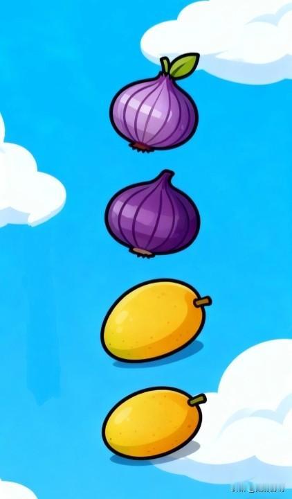 来来来，看图猜成语！图中有蔬菜，有水果，蔬菜是两个洋葱，水果是两个柠檬，我想了很