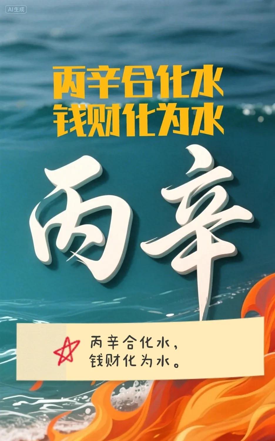 可怕的丙辛合，丙火若为日主的财，丙辛合化水，财富化为水，很容易破财。丙火或辛金