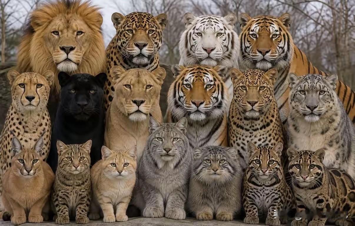 猫科动物全齐了，狮子老虎到底谁才是真正的王者？