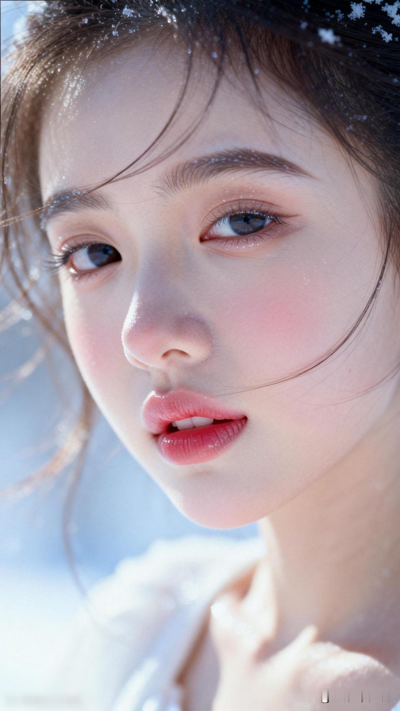 冬日雪景中的少女，粉嫩唇妆，梦幻唯美。什么样的女人算自然美