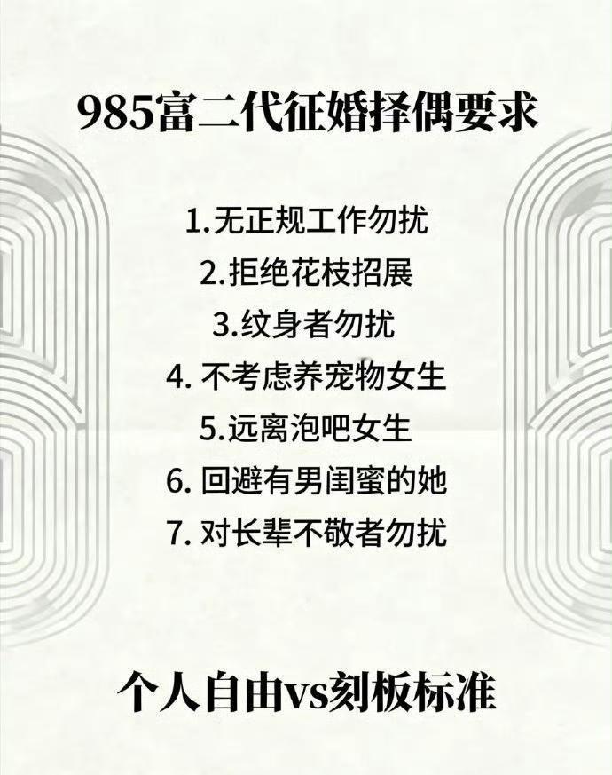 感觉这些征婚条件很正常啊？听说有些人竟然在批评。