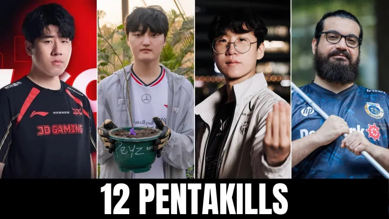 外媒统计英雄联盟赛场上最多五杀的选手！Peyz是真夸张，出道三年多12个五杀，基