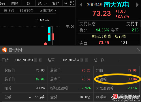 南大光电300346(📈在车上的有利润吗？