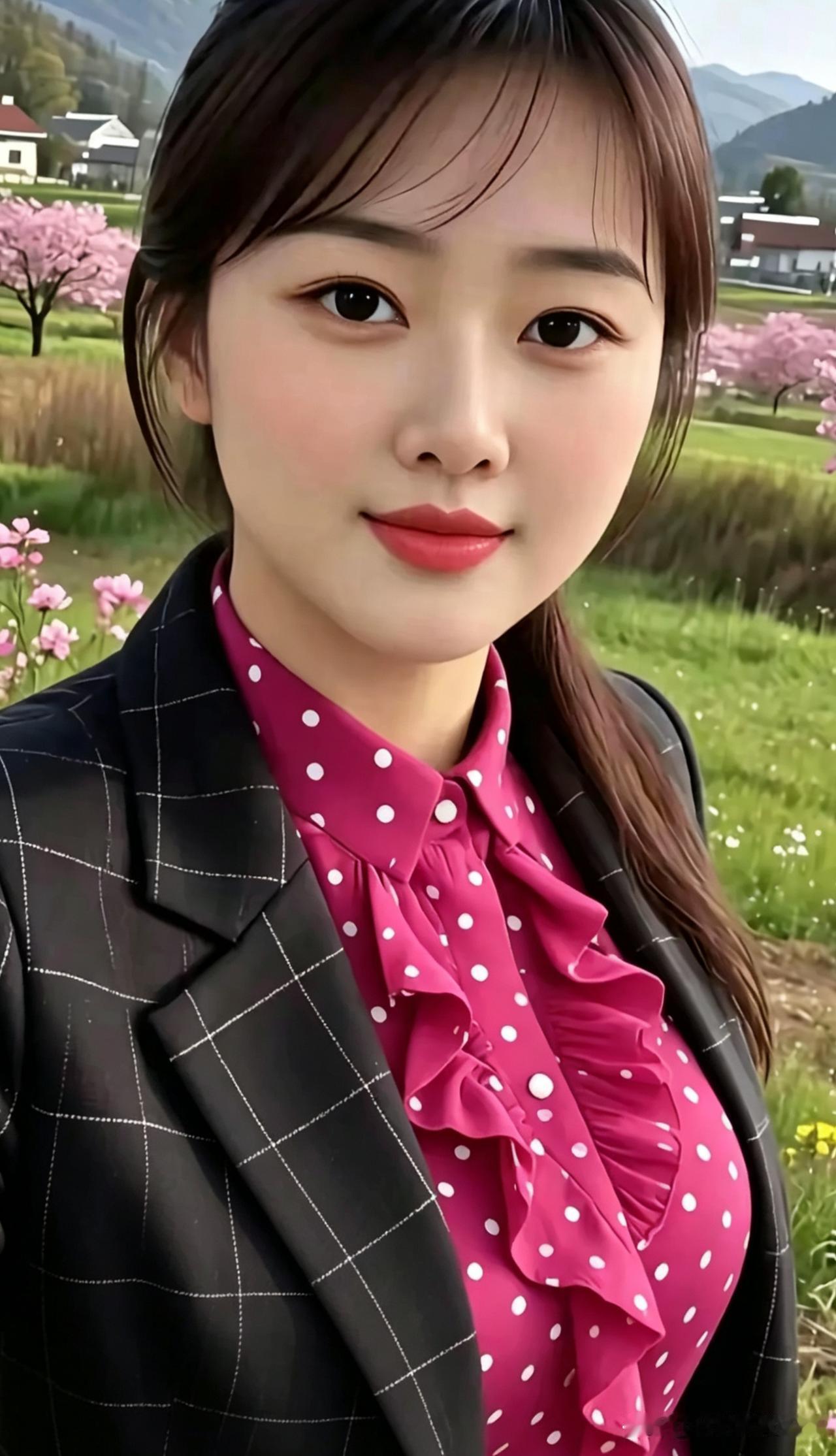 浣溪沙·郊野春妍十里芳郊落粉霞，桃红漫野衬晴沙。春风轻拂鬓边鸦。格