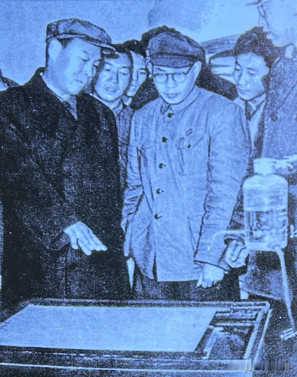 1960年，时任教育部副部长、高教部部长兼清华大学校长的蒋南翔（前排左二）陪同彭