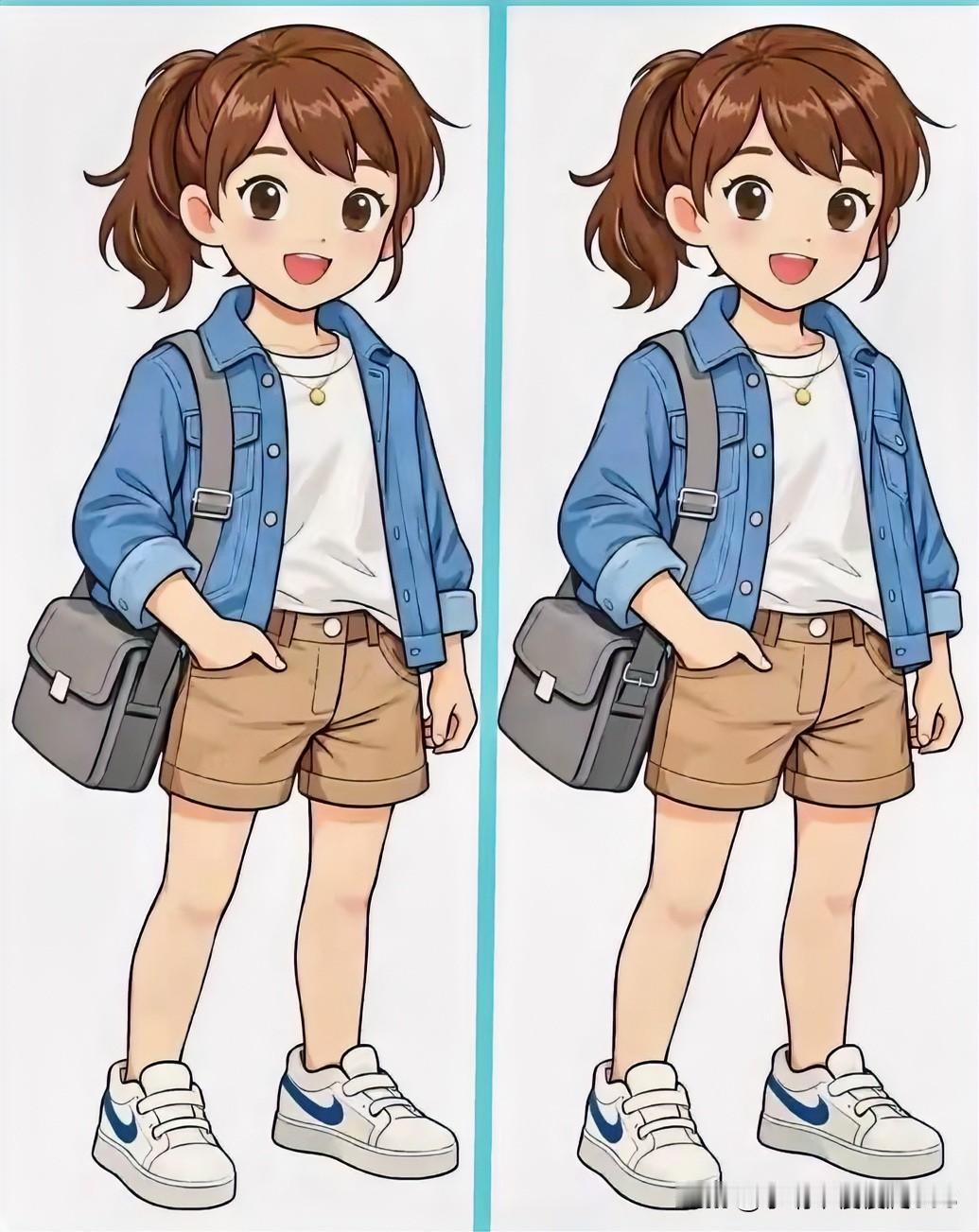 轻衫薄履，笑语盈盈考眼力找岀3处不同