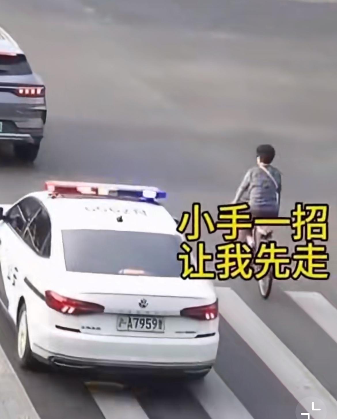 大妈骑车过马路真是写意，穿行车水马龙像在自家小区遛弯一样，可惜这些不听话的车把她