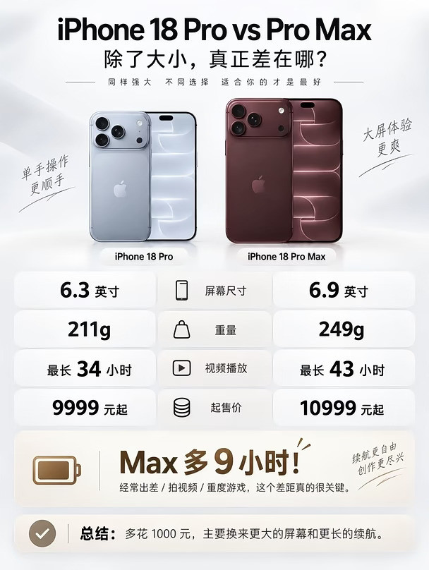 iPhone18Pro和ProMax怎么选🤔一篇看懂！