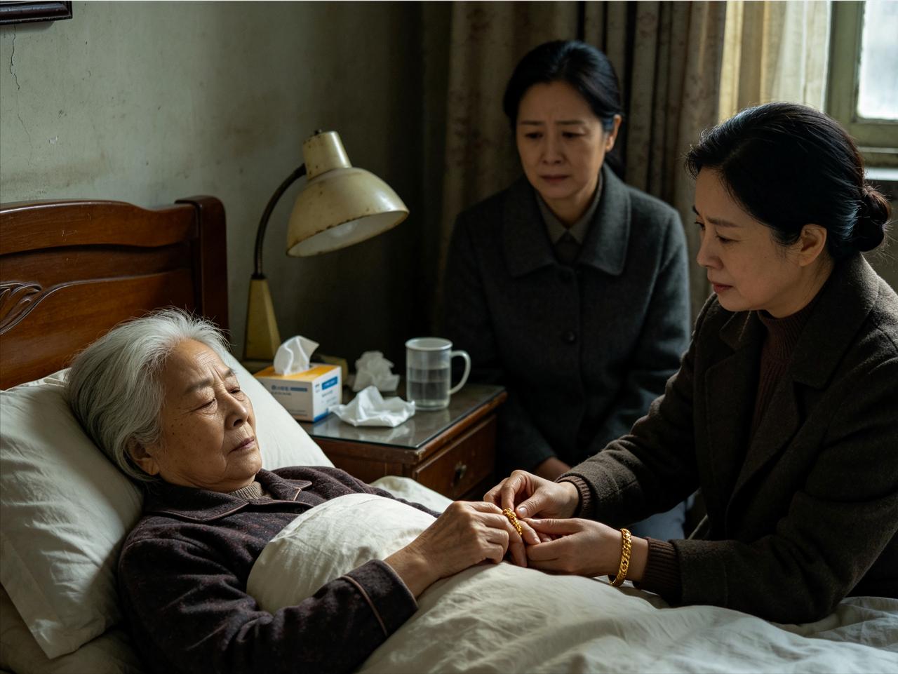 婆婆摔断腿，我辞职伺候她三年，她临终前把金镯子戴到了我小姑子手上婆婆摔断腿