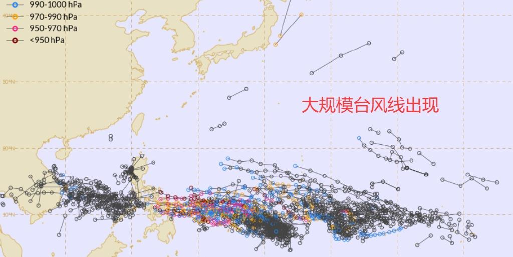 ​​大规模台风线出现，今年还有台风出现爆发？今年第25号台风海鸥，26号台风凤凰