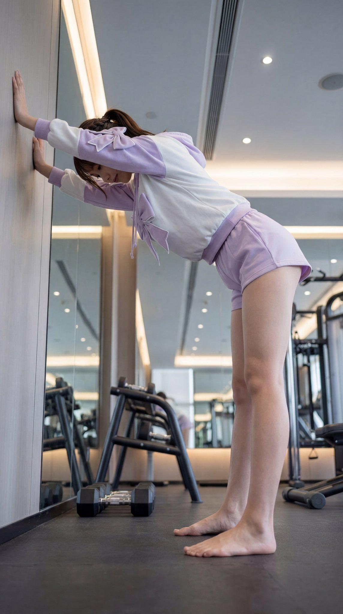 镜中人影动，练体健身心。