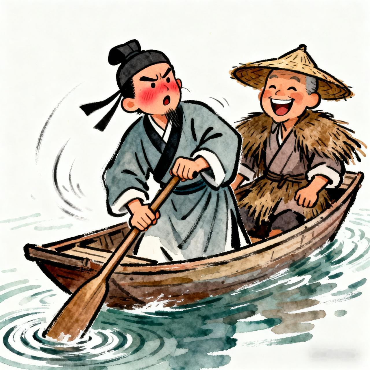 古代笑话有个秀才坐船，见船家摇桨的姿势很特别，忍不住念叨：“摇桨当如笔走龙蛇