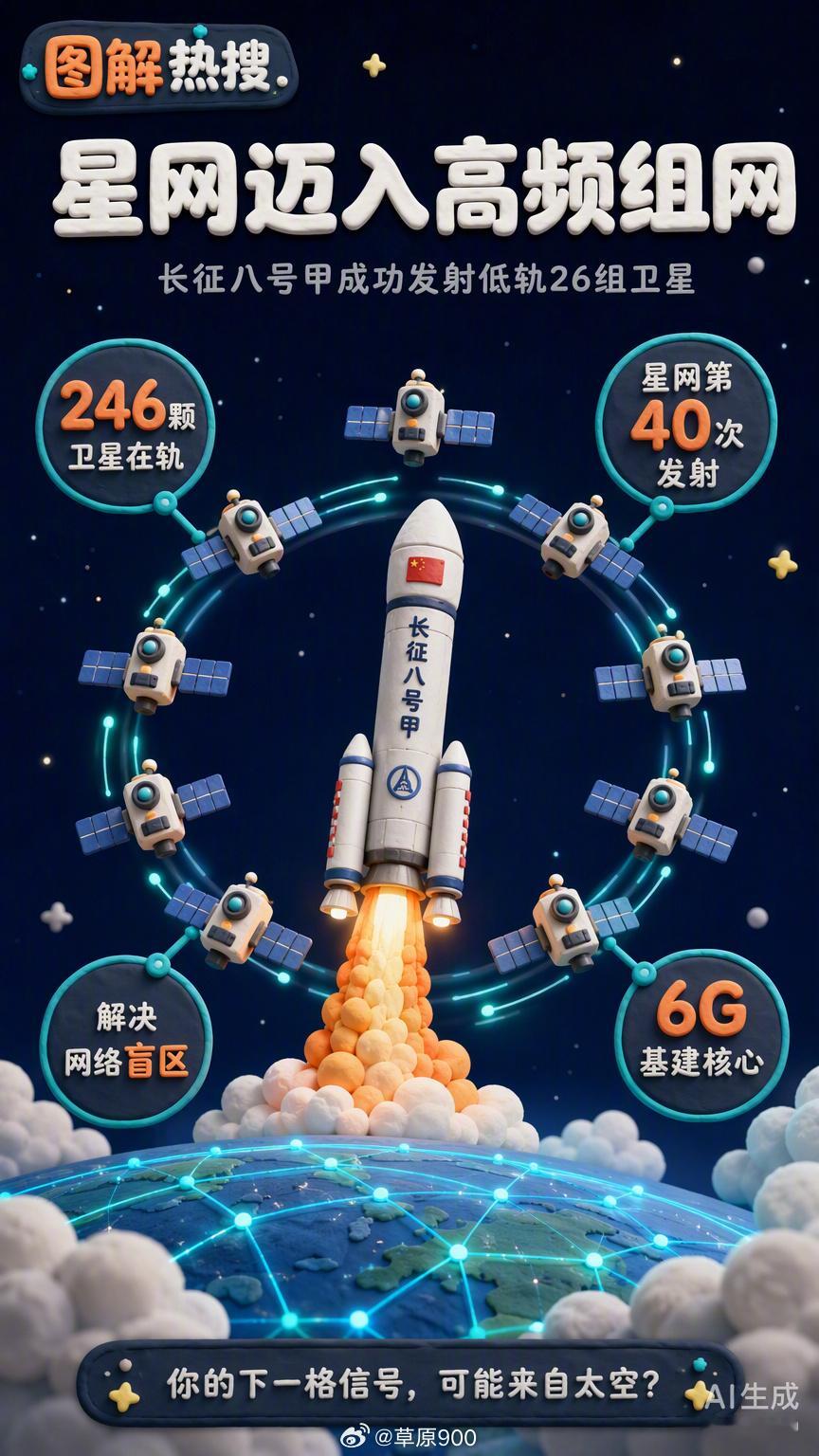 这次长征八号甲在海南商发的一飞冲天，听着像是航天日历上又一个常规打卡，但细看那26组卫星的批量入轨，