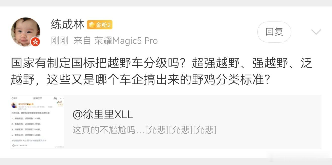 越野分级就是长城搞出来的，怎么啦？越野分级的目的是让大家直观看出不同车型越野能力