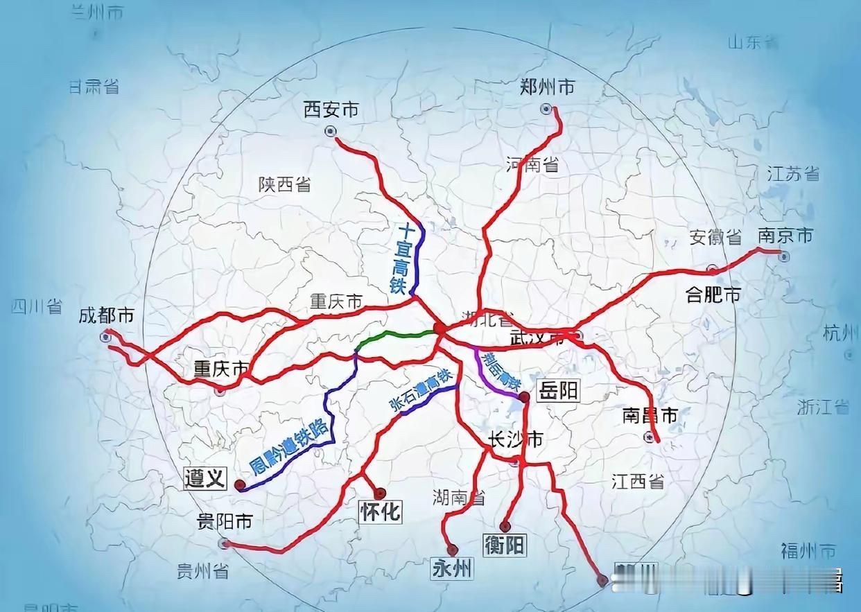 宜昌的高铁路网图，看这个样子，再过几年等宜昌北站高铁线路全部建成，襄阳的高铁枢纽