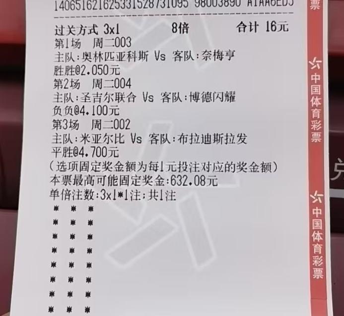 三场比赛全猜错，我也是个人才。不得不说，半全场太难猜了，欧冠资格赛的足彩就更难