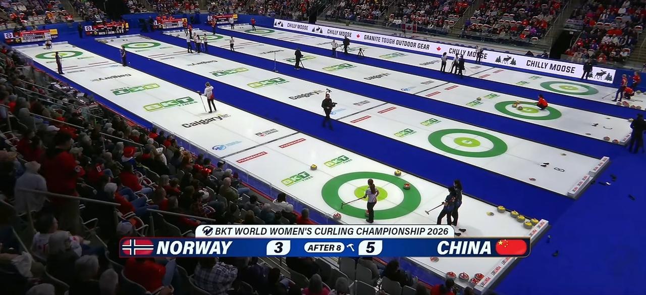 中国女子冰壶5-3战胜挪威意大利女子冰壶7-7土耳其3月21日，20