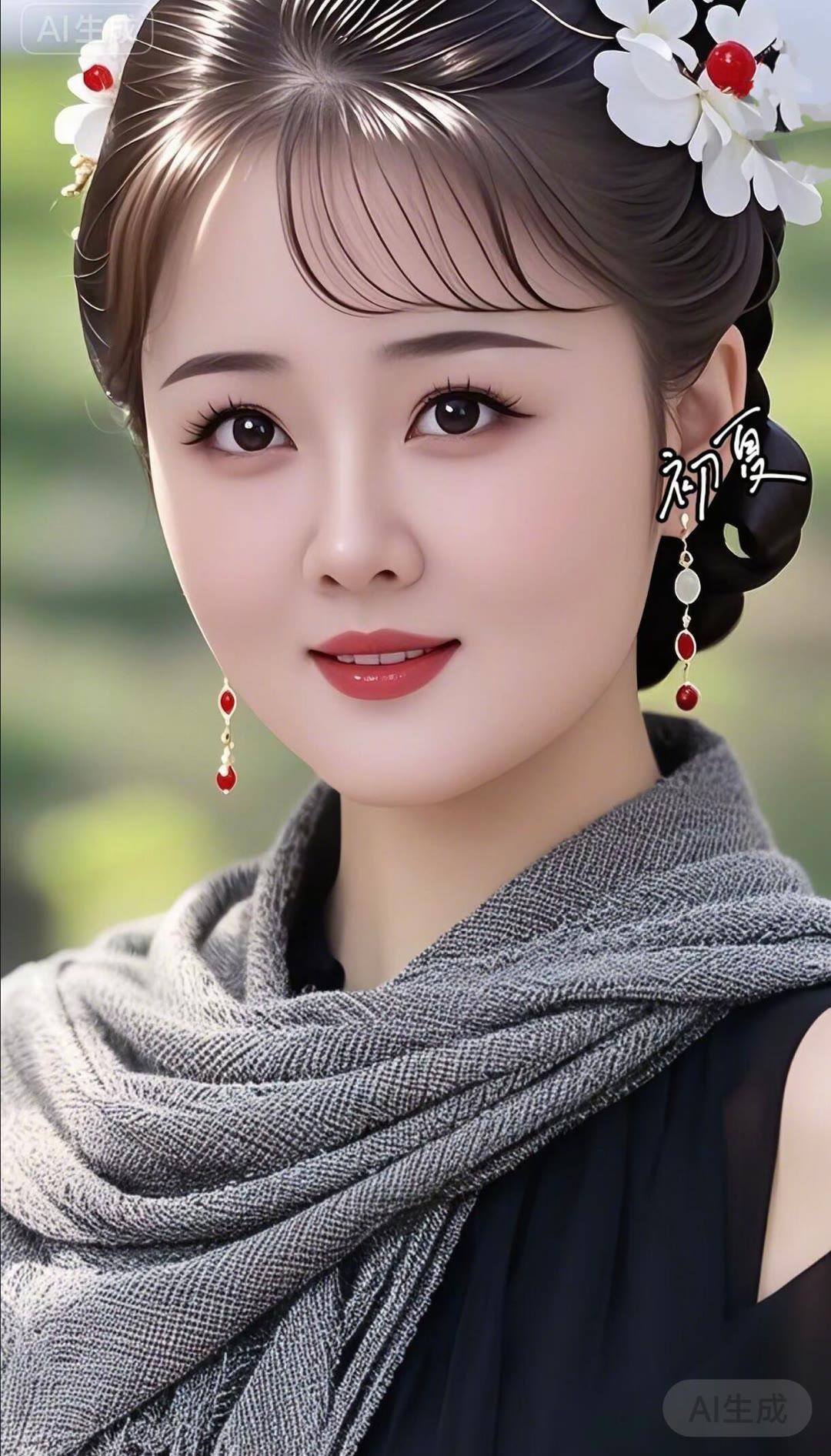 温柔古典美，花簪映红妆，岁月静好