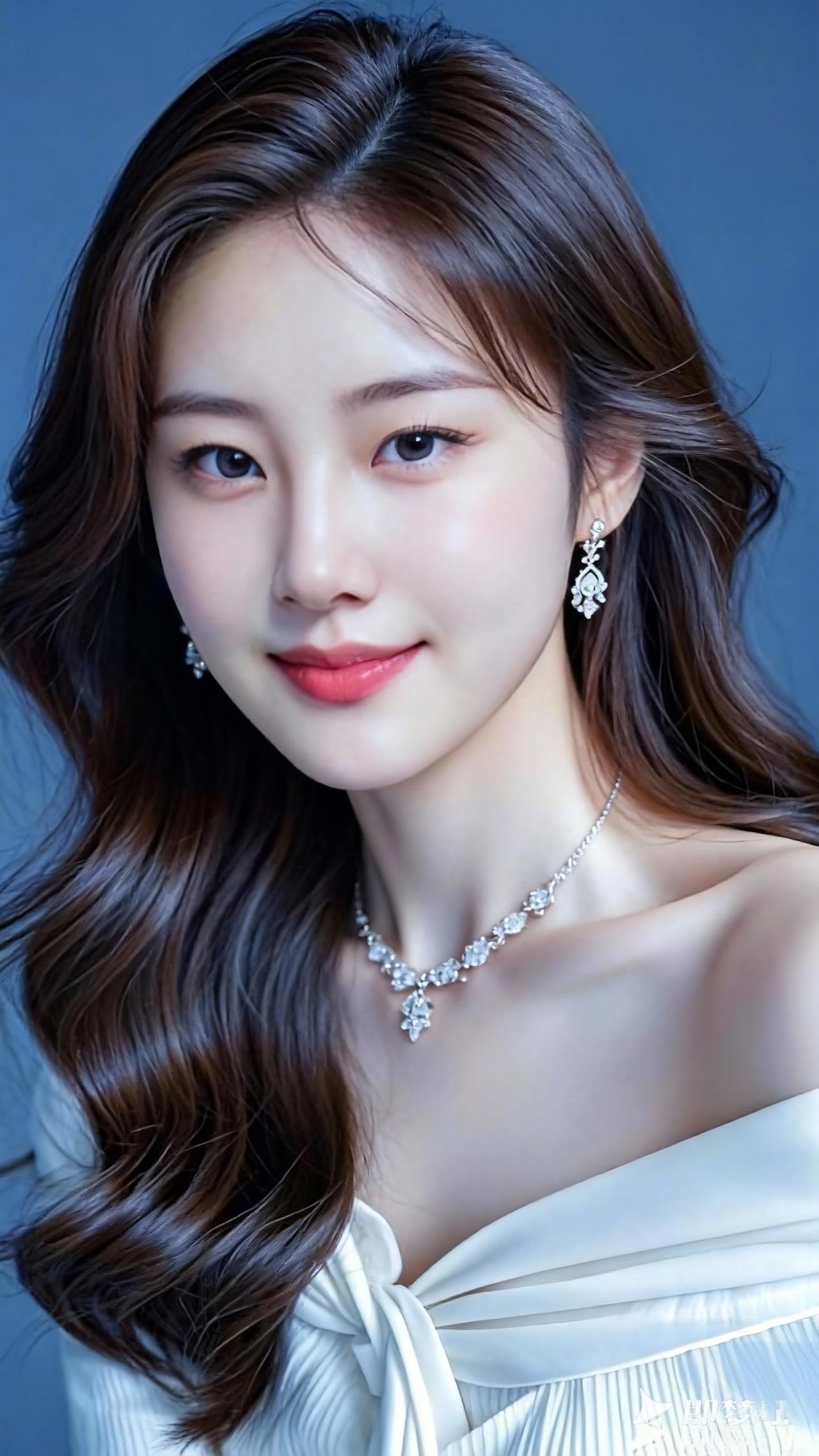 优雅甜美的少女，精致妆容与珠宝相得益彰，散发迷人魅力。