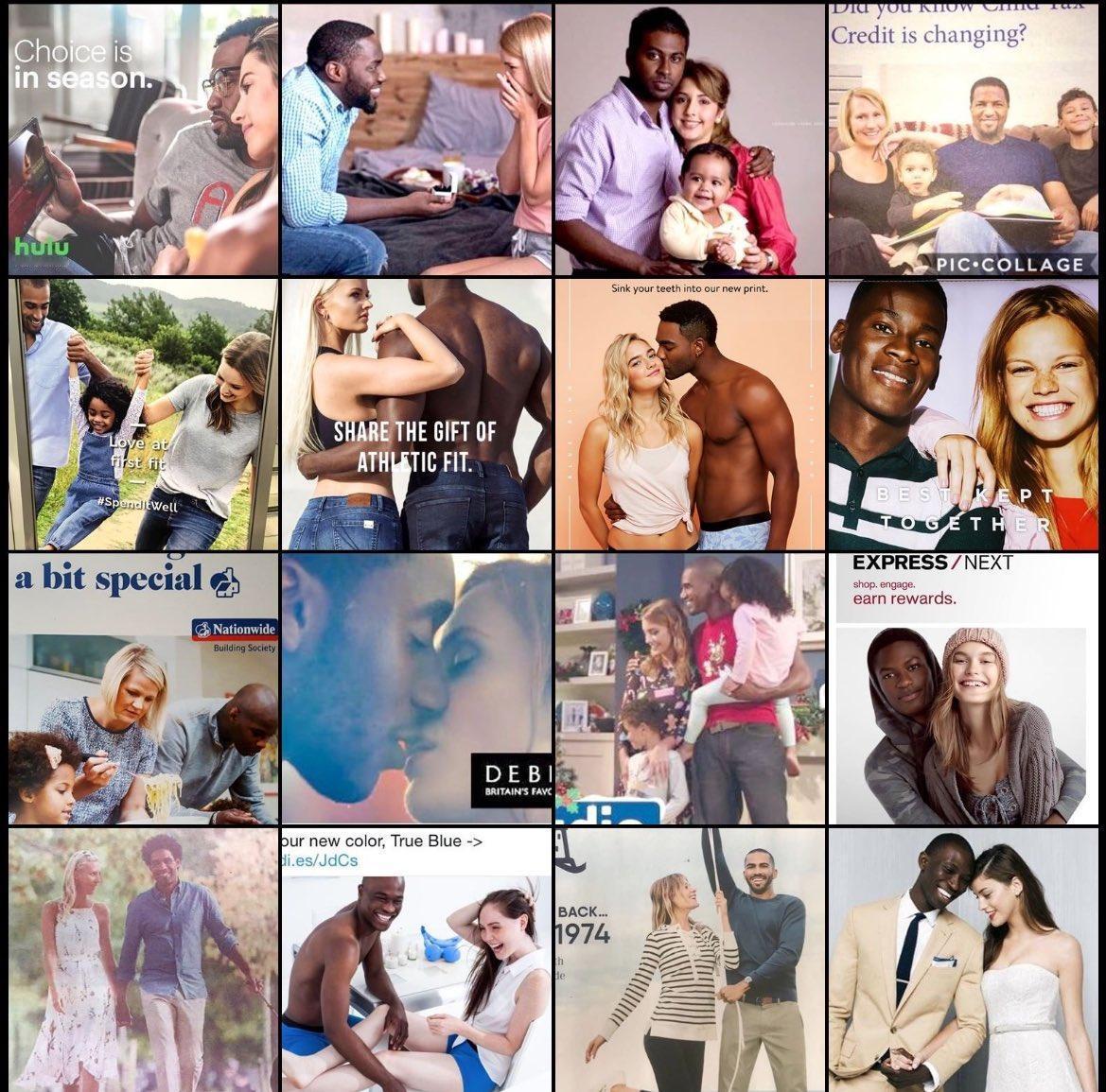 目前欧洲的广告中很大部分都是一名黑人男子搭配一名白人女性。欧洲的广告正在不遗余