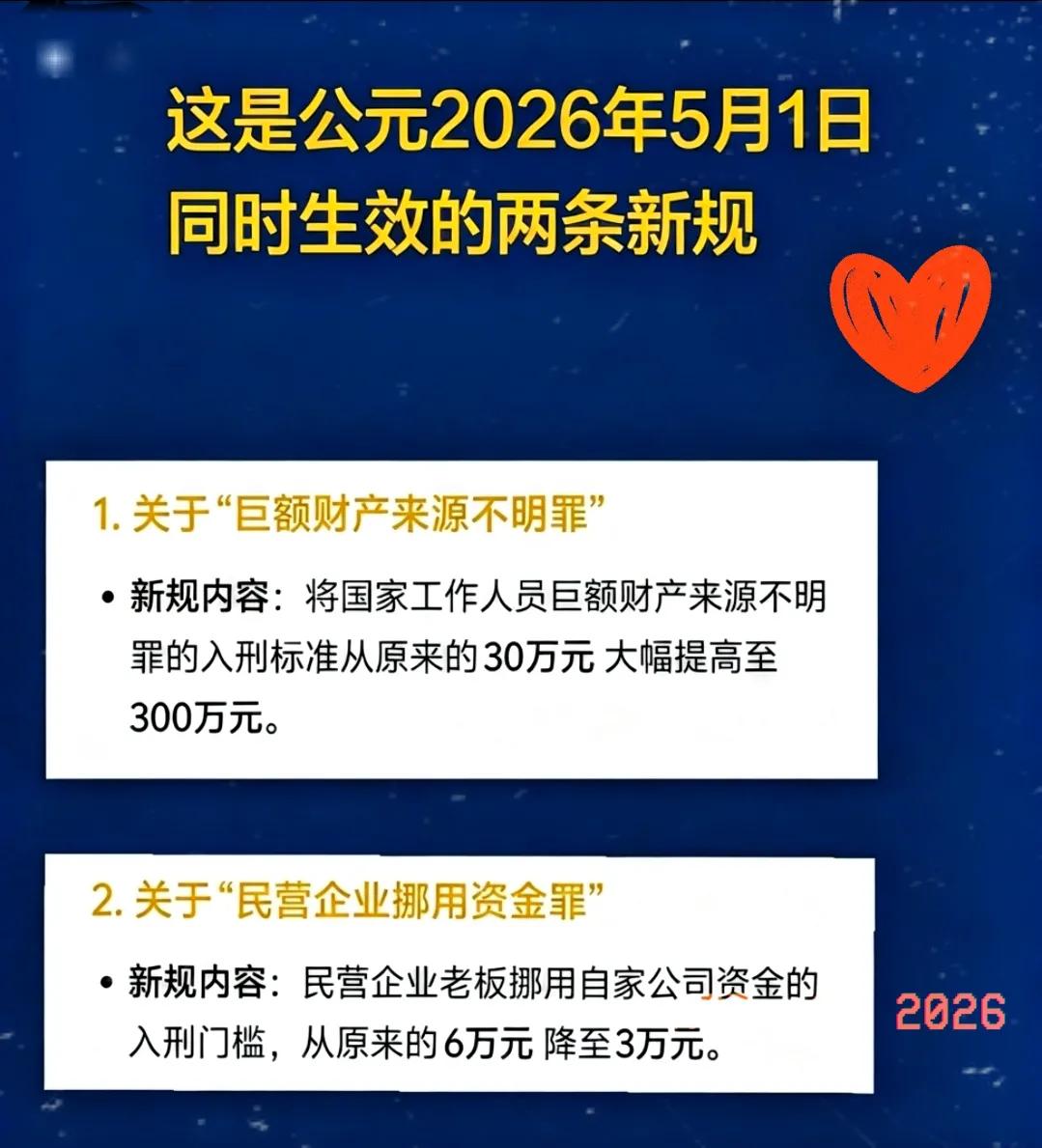 2026年5月1日，刑法新规就要落地实行了。这回调整差别可太大了，有人的入