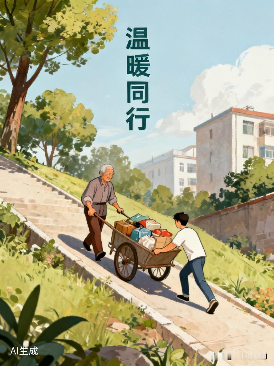 昨天上班的路上看到一位阿姨拉着满满一车回收物因为阿姨拉的是板车而且当时是在