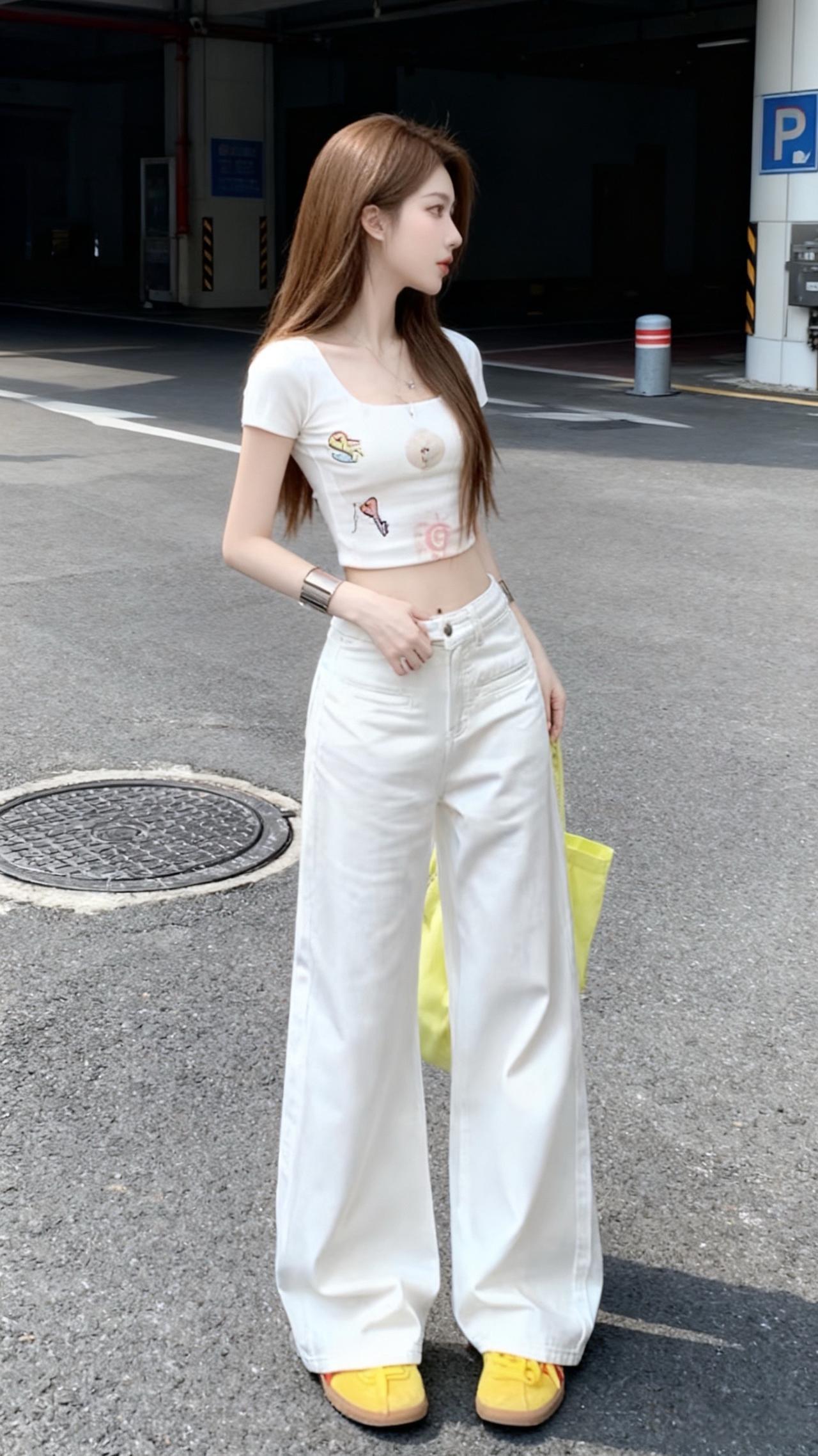 甜妹风阔腿裤街拍穿搭小个子穿搭休闲裤