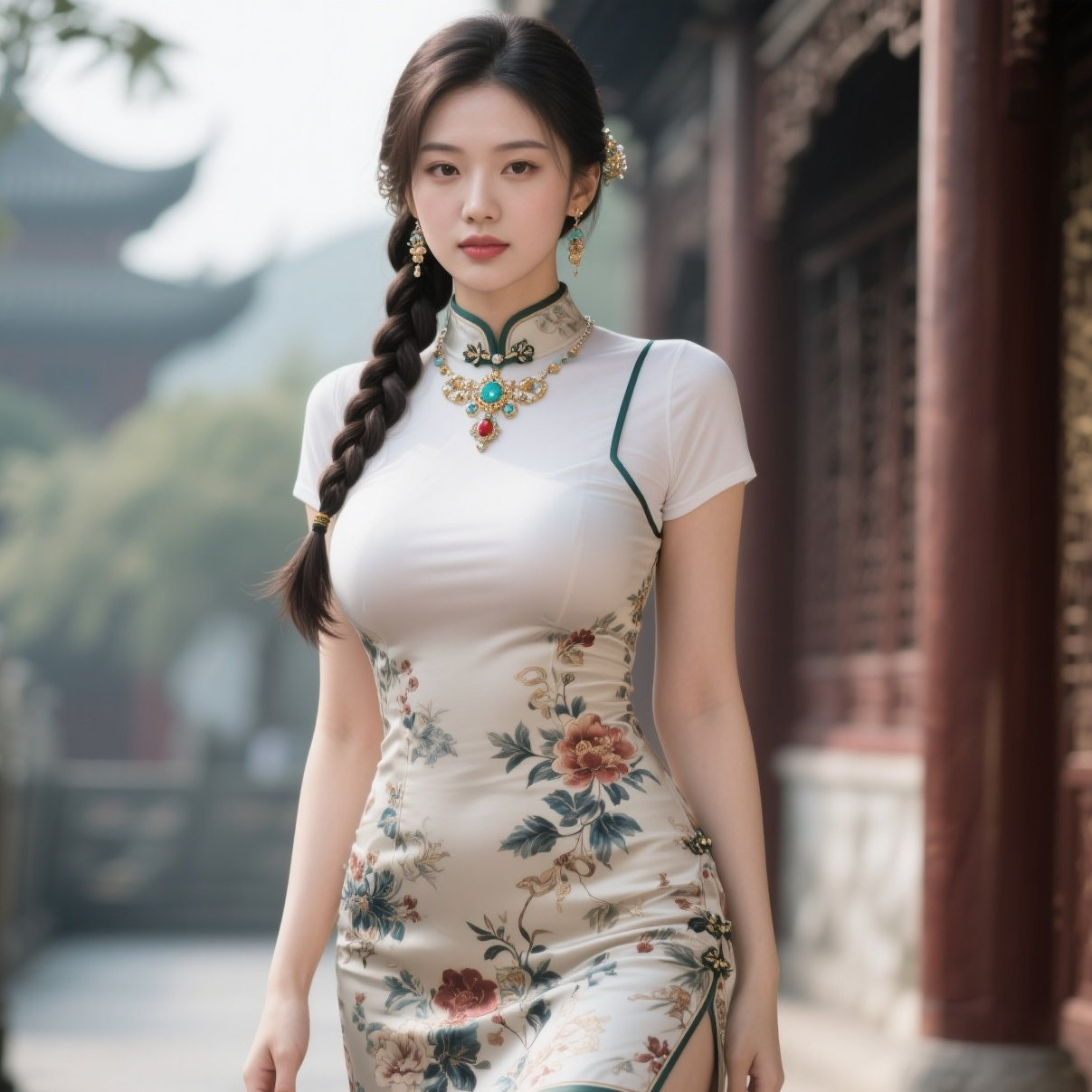 少妇妖娆旗袍扬，珠圆玉润压群芳