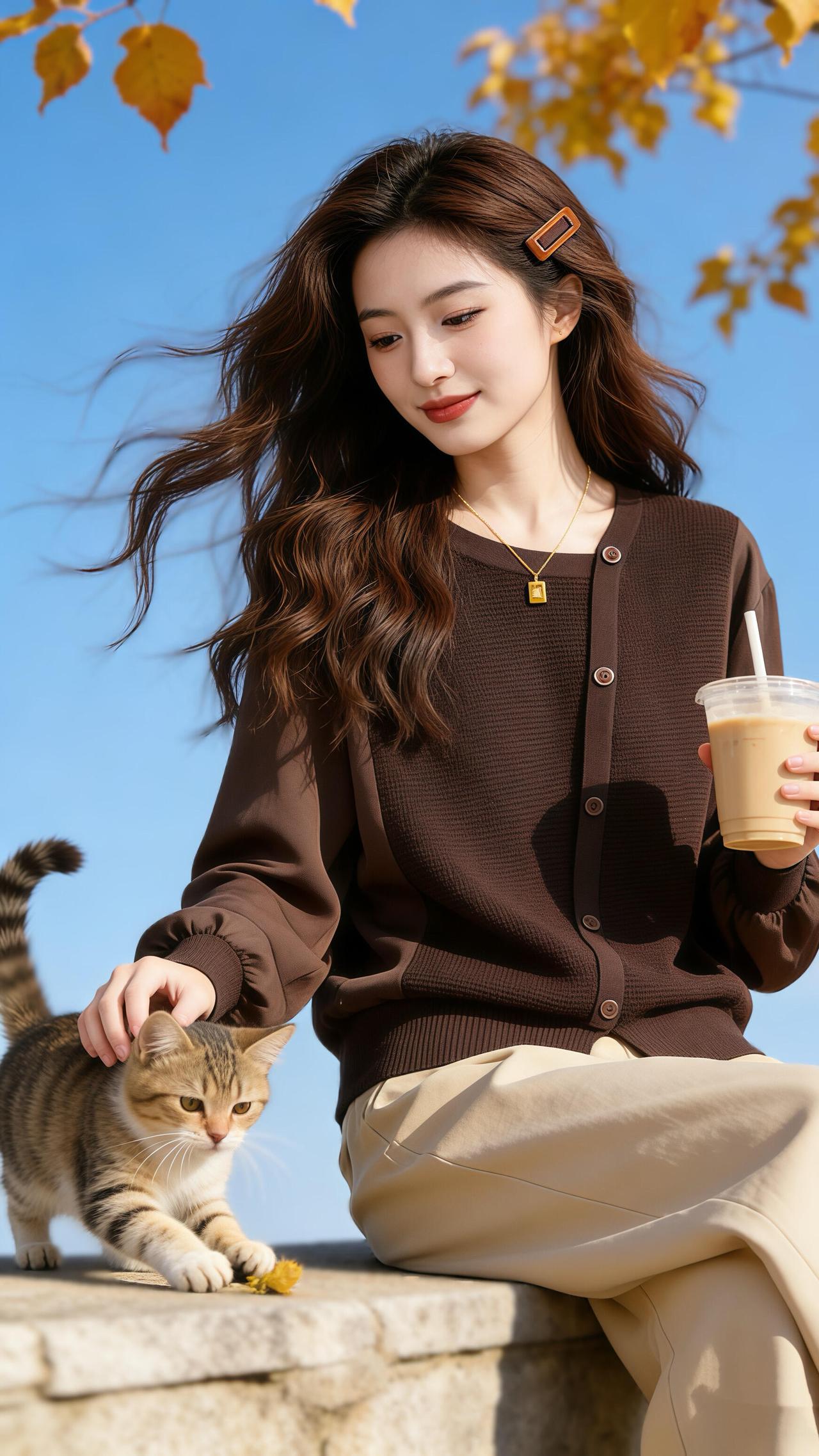 秋日暖阳下与猫咪共享悠闲时光🍂🐱💕