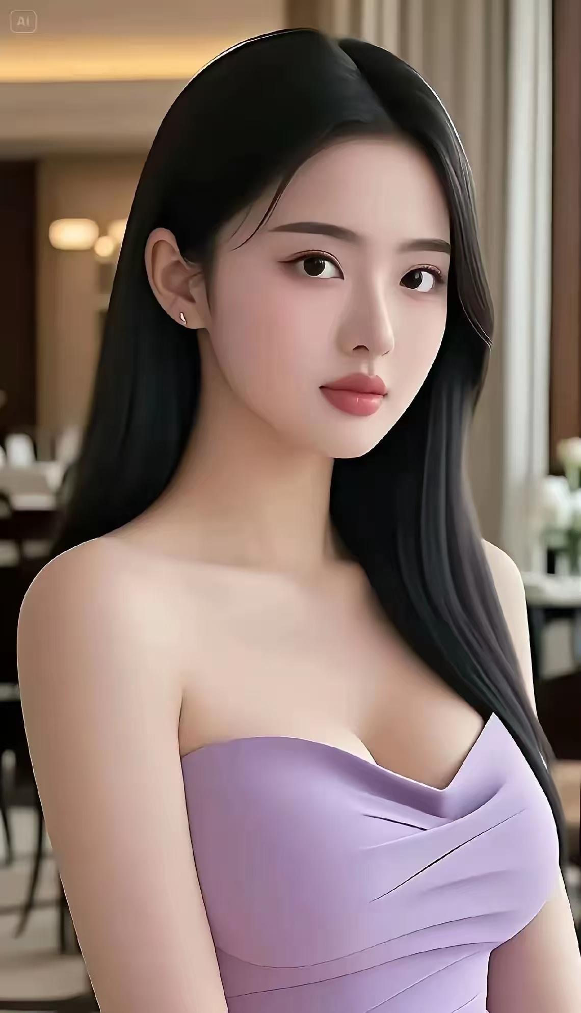 这抹胸设计巧妙凸显出她优美的肩颈线条，裙摆飘逸似云，她那曼妙身姿与裙装完美融合，