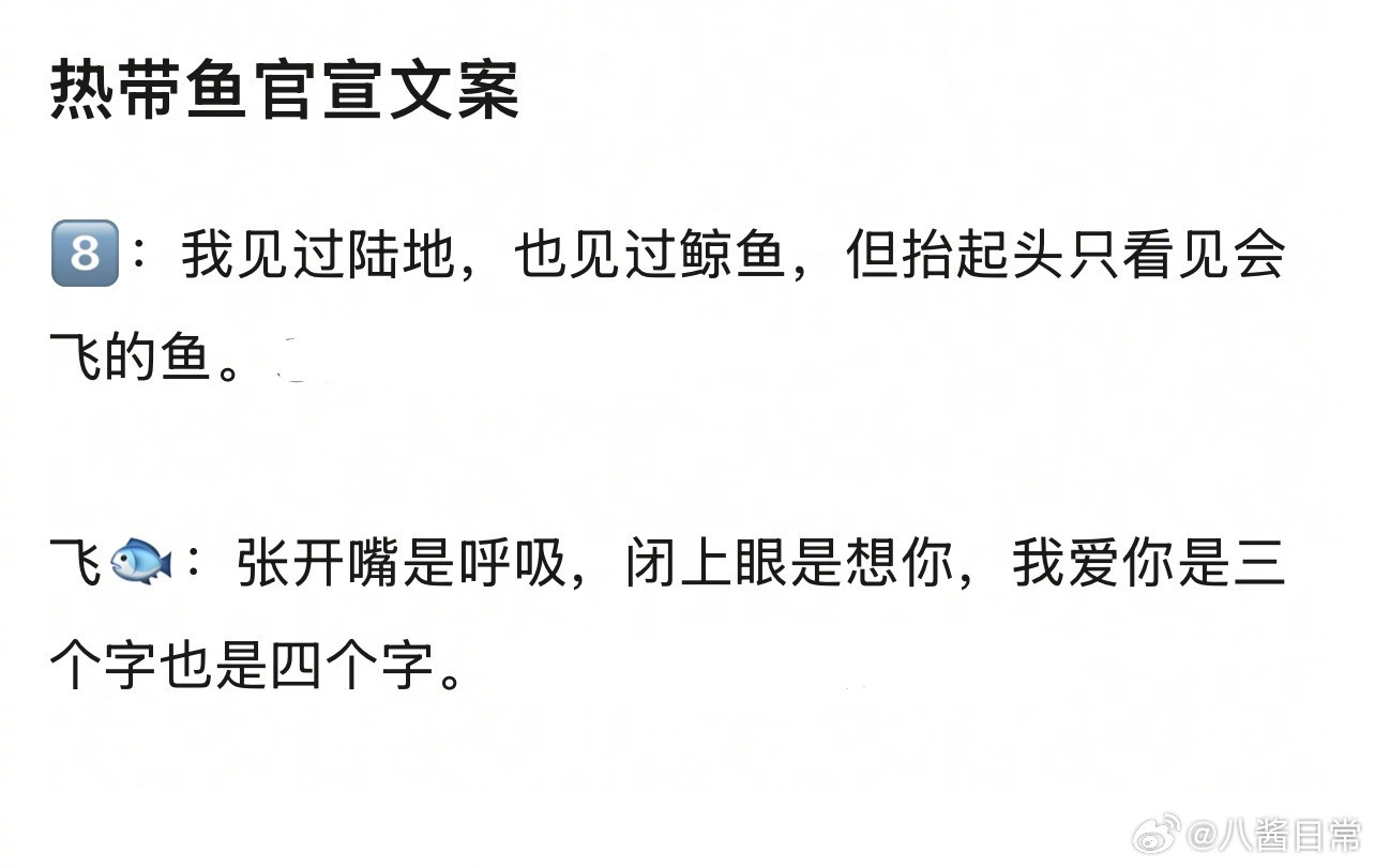 热带鱼官宣文案热带鱼