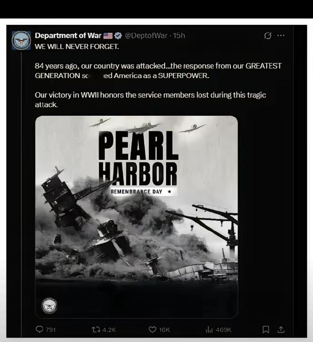 看美国纪念珍珠港遇袭84周年的操作，越看越觉得讽刺，所谓的“永远不会忘记”，本质