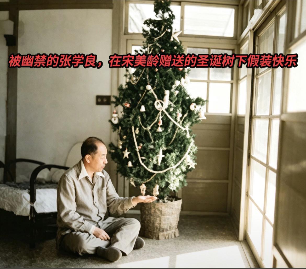 这张老照片拍摄于1959年12月24日圣诞节前夕，彼时的张学良正幽居于中国台湾省