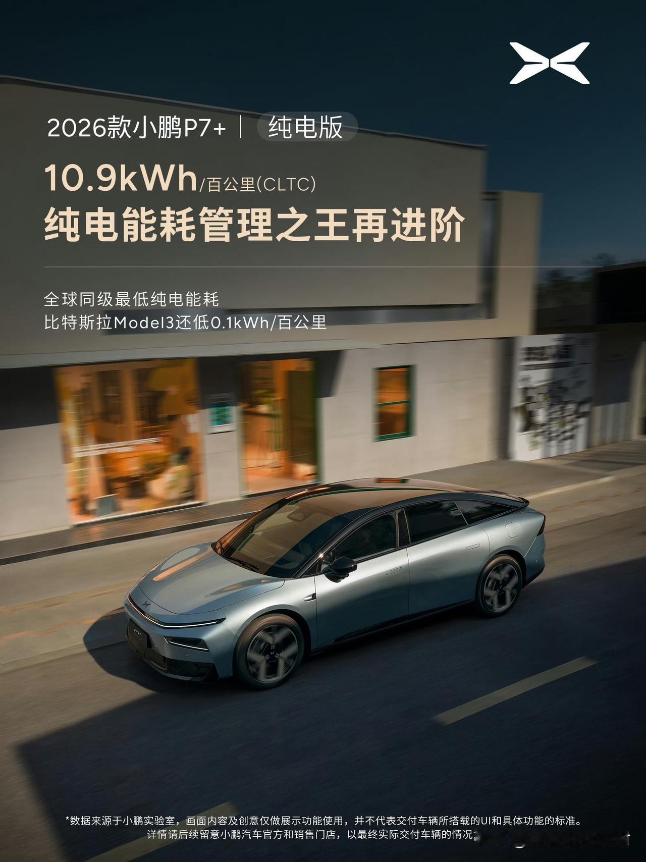 这个才对味。卷能耗，这才是小鹏最应该做的事情之一。2026款P7+纯电版，