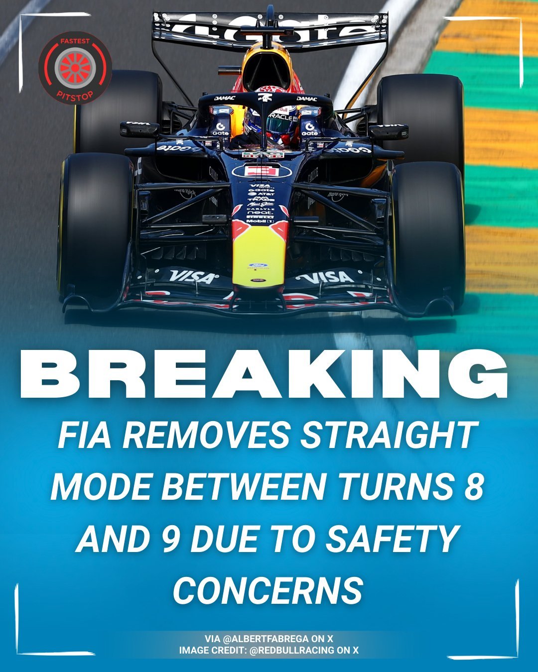 出于安全因素考虑，国际汽联（FIA）已取消9号弯前的直线模式区6号弯至9号弯弯道