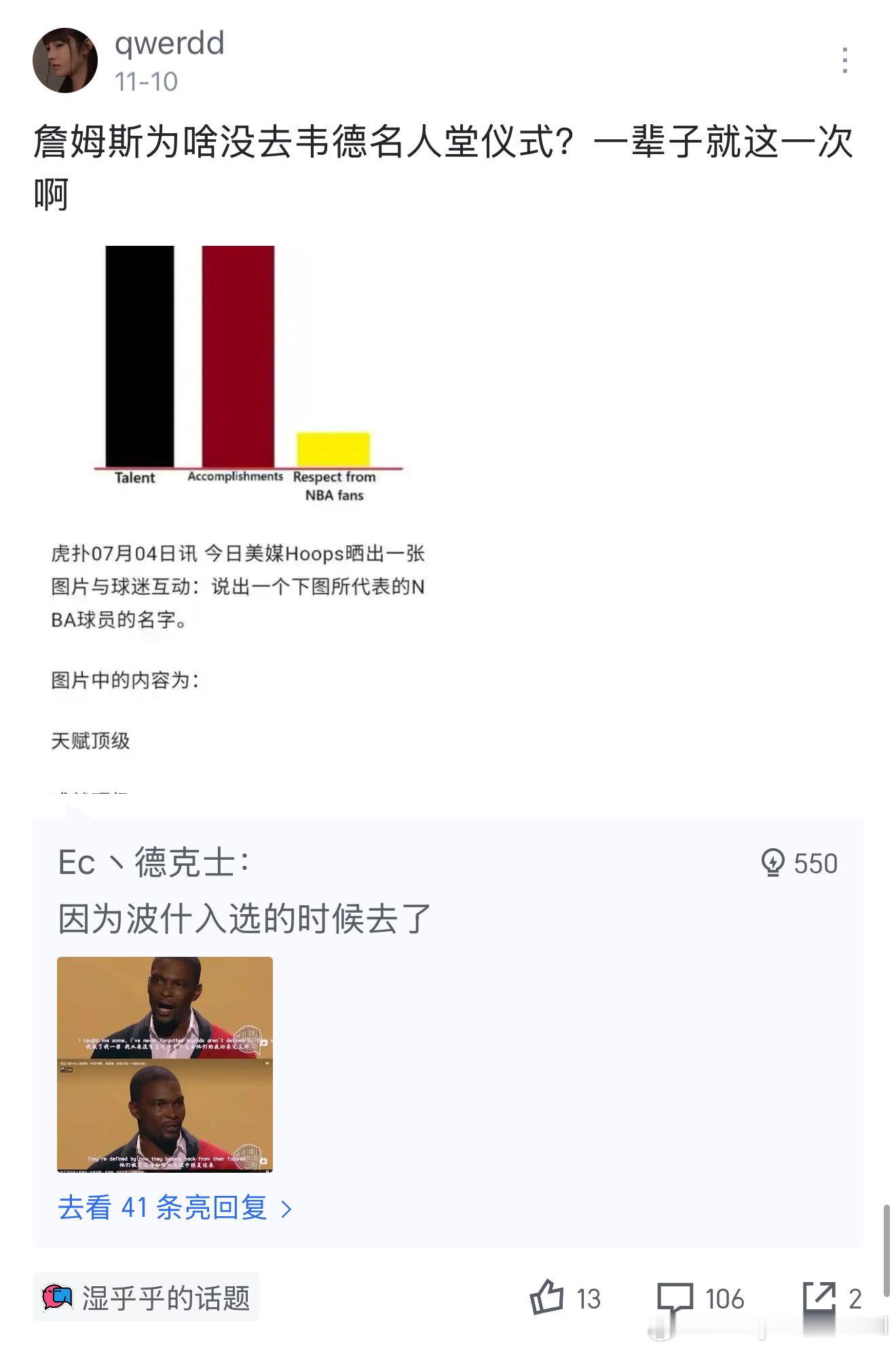 詹姆斯不去韦德名人堂的原因找到了，这是真的假的？