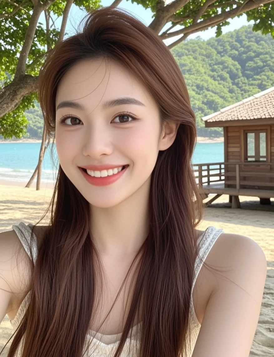 白皙肌肤在阳光下闪耀，这是我最爱的海滩时光。