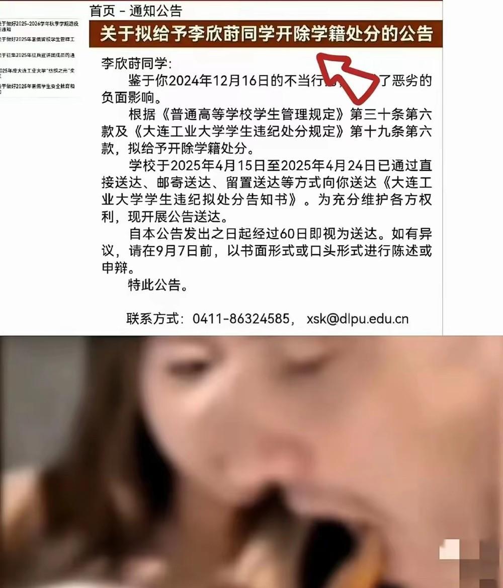 大连工业大学李某某被开除！胡锡进和环球时报为她发声！对这位女生的处罚太重，不必被