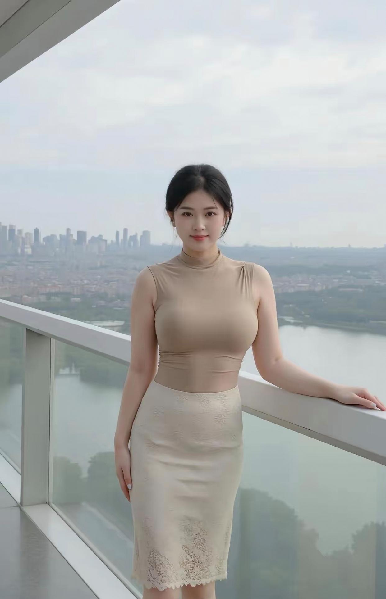 哇，这城市的景色真是太壮观了！美女你今天穿得好优雅哦～