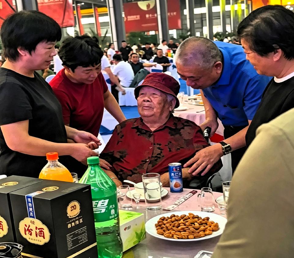 看崔培军这弯腰盯着老娘的眼神，真挺触动。外面再风光，酒再贵，在老娘面前也就是个儿