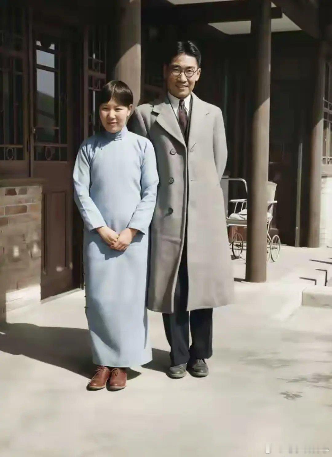 30年代，冰心与丈夫吴文藻，这是冰心的真实容貌