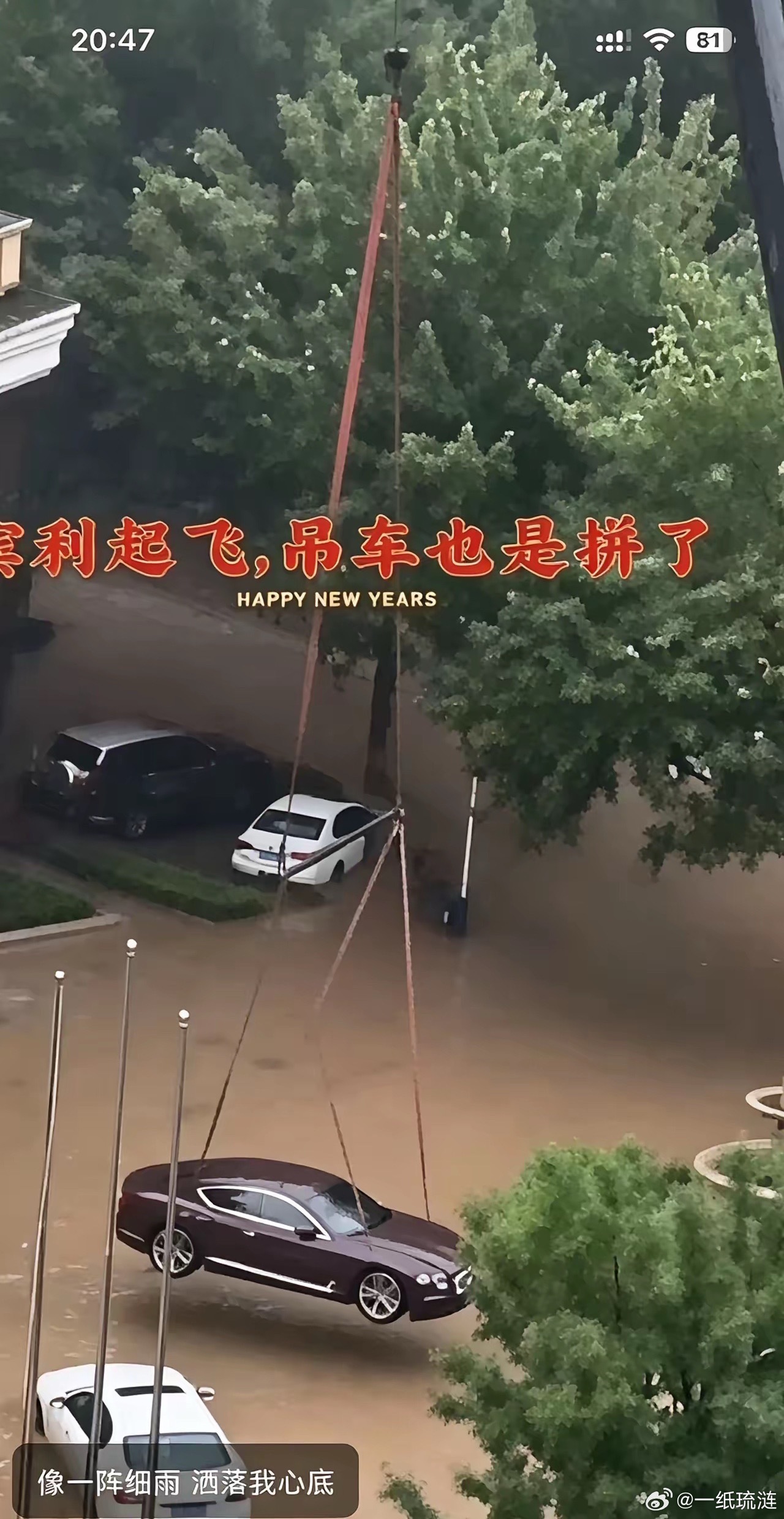 刷到沈阳暴雨那个宾利车主的视频，感觉这个宾利车主真是个天才啊。视频里积水快漫过其
