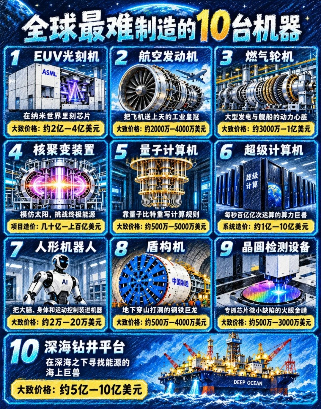 如果把人类工业文明画一张战力排行榜，这10台机器绝对是立于顶峰的硬核神兵。但你仔