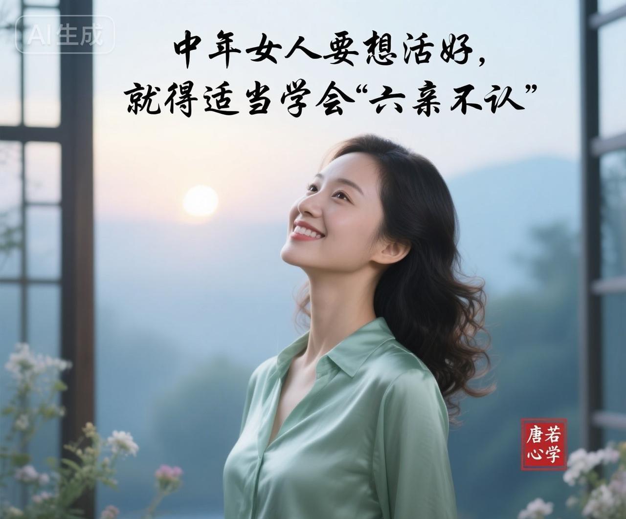 中年女人要想活好，就得适当学会“六亲不认”。有人说，女人到了中年，就像是走进了