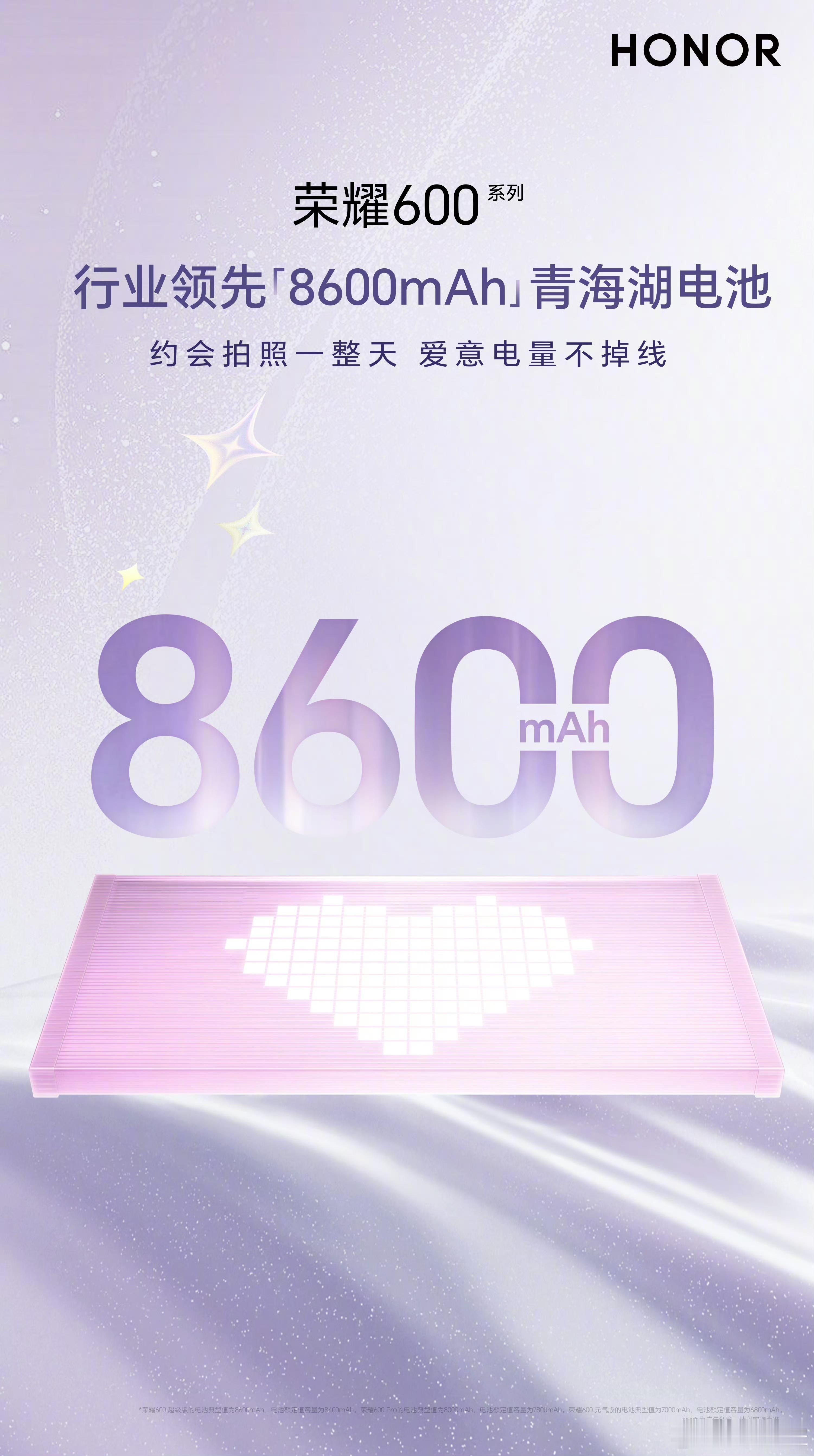 荣耀600系列｜8600mAh大电池，旗舰续航焦虑终结者🔋全系标配8600m